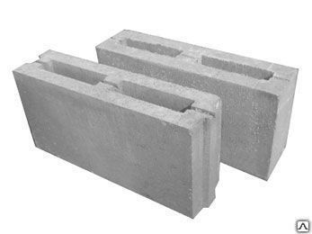 Перегородочный пустотелый пескоцементный блок строительный 390х190х90