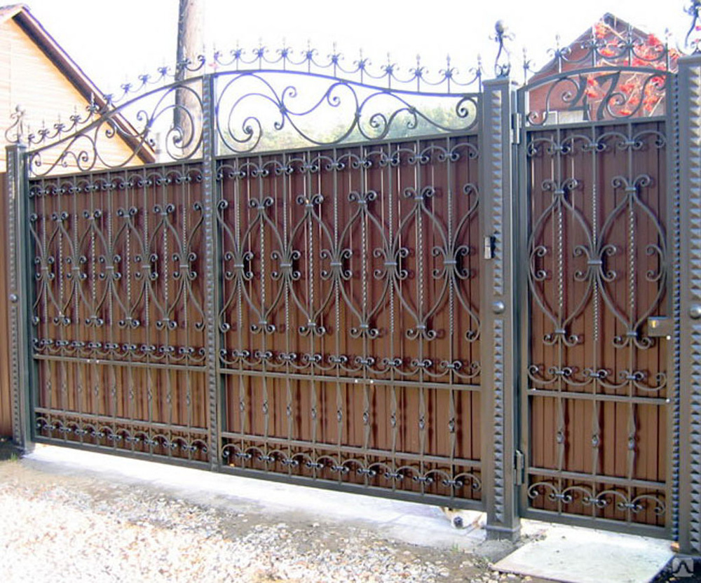 Образцы ворот из металла с элементами ковки фото