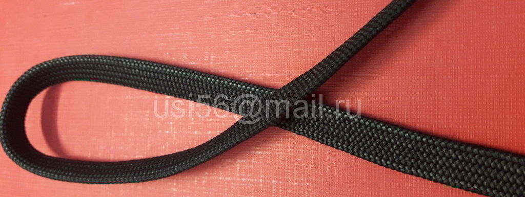 Шнур полиэфирный вощеный плоский для толстовок 10 мм черный 100 м