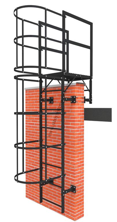 Пожарная лестница П1-2 ГОСТ 800 (окрашенная) 2,45м 5