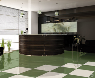 Плитка Керамогранит 600х600х10мм зеленая полированная напольная,для фасада #1