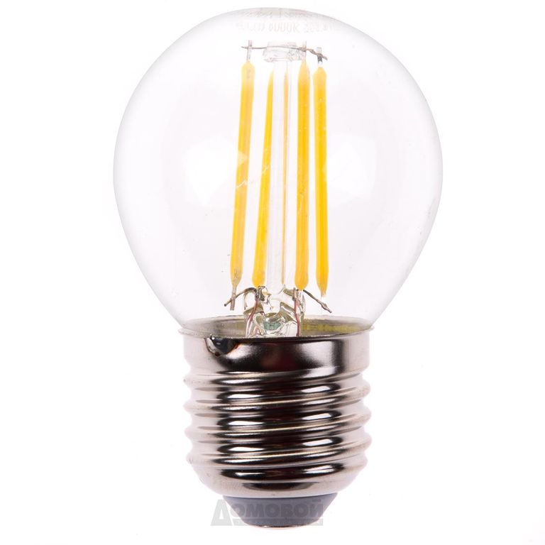 Лампа светодиодная LED 7вт Е27 белый шар Filament LB-52 Feron