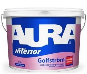 Краска Aura GOLFSTROM, 9л, особопрочная для стен и потолков