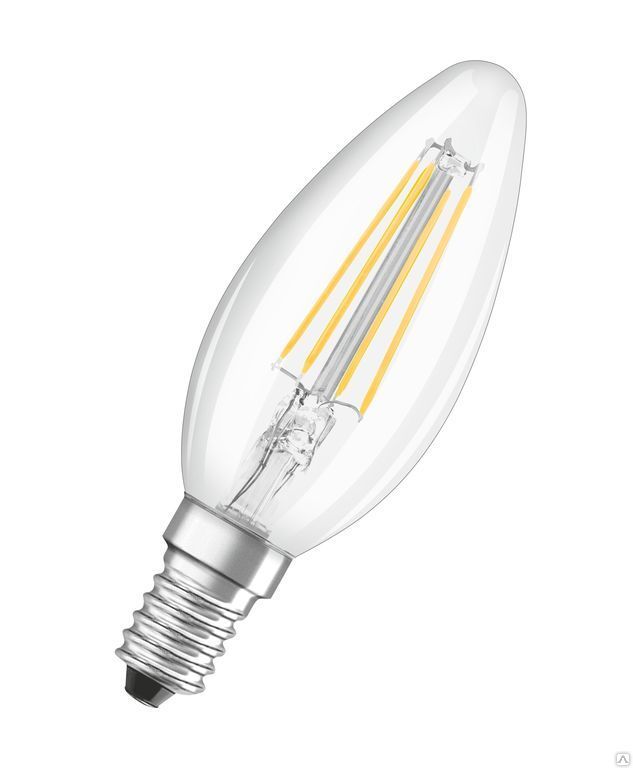Лампа светодиодная LED 5Вт Е14 FILAMENT CLB40 тепло-бел прозр.свеча OSRAM