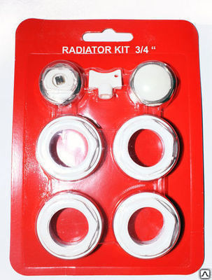 Комплект фитингов 3/4" для подключения радиатора из 7 предметов, - крепеж