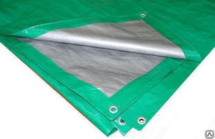 Тент полиэтилен тарпаулин 6 x 10 м, с люверсами (120 гр/м2,зеленый/серебро) 