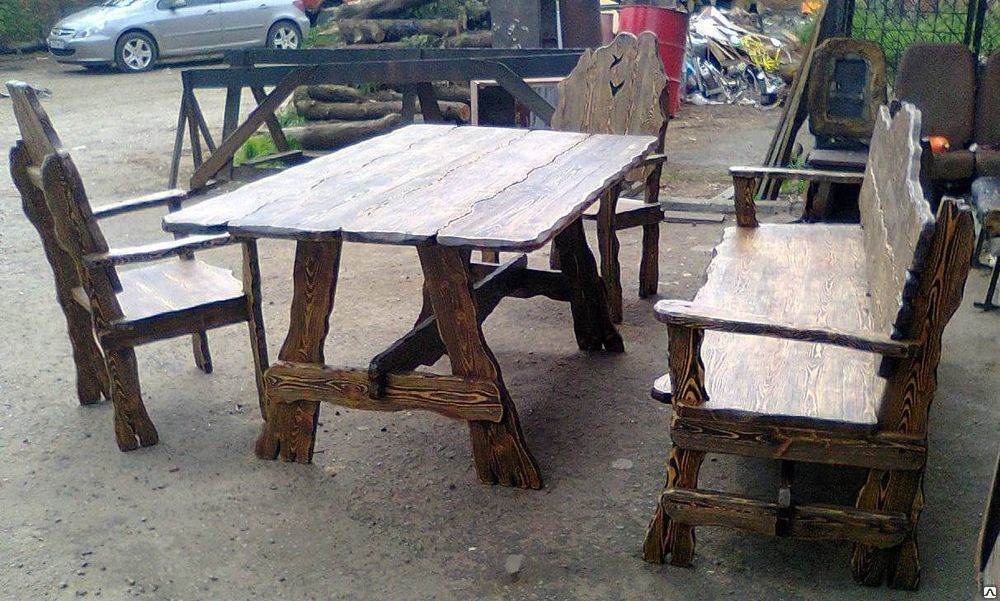 Набор деревянной мебели для летнего кафе в стиле Маша и медведь